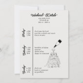 Invitation détails du week-end bachelorette noir et blanc (Devant)