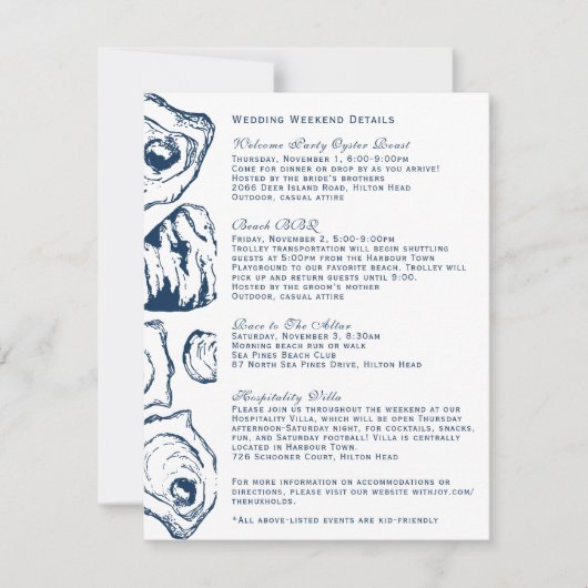 Invitation Détails du week-end de mariage pour l'option CD 2. (Devant)