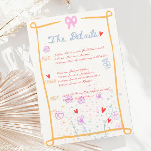 Invitation Détails du week-end du bachelorette tiré à la main