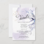 Invitation Détails Elégant violet Aquarelle Foliing (Devant)