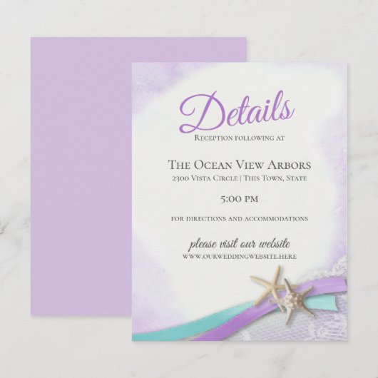 Invitation Détails et informations sur l'étoile de mer et la (Devant / Derrière)