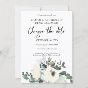 Invitation Détails Floraux Blancs et Bleu Poussiéreux pour Ch