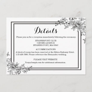 Invitation Détails Floraux Noir Et Blanc Fleur