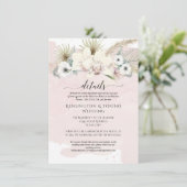 Invitation Détails Mariage Moderne Simple Fleurs Blanches Ros (Debout devant)