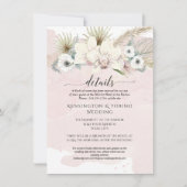 Invitation Détails Mariage Moderne Simple Fleurs Blanches Ros (Devant)