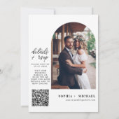 Invitation Détails minimalistes modernes RSVP QR Mariage phot (Dos)