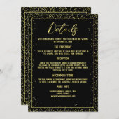 Invitation Détails minimaux des Mariages noir et or (Devant / Derrière)
