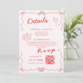 Invitation Détails modèle coloré mariage manuscrit (Debout devant)