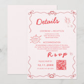 Invitation Détails modèle coloré mariage manuscrit (Devant / Derrière)