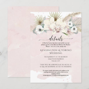 Invitation Détails Moderne Simple Rose Blanc Fleurs de Mariag