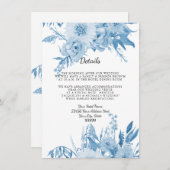 Invitation Détails n Hotel Elegant Light Blue n White Floral (Devant / Derrière)