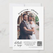 Invitation Détails noir moderne RSVP QR Photo Mariage (Dos)