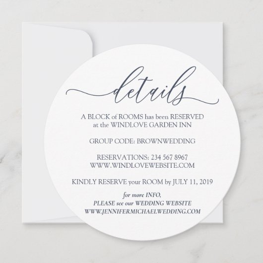 Invitation Détails Propres Mariage Simple arrondi (Devant)