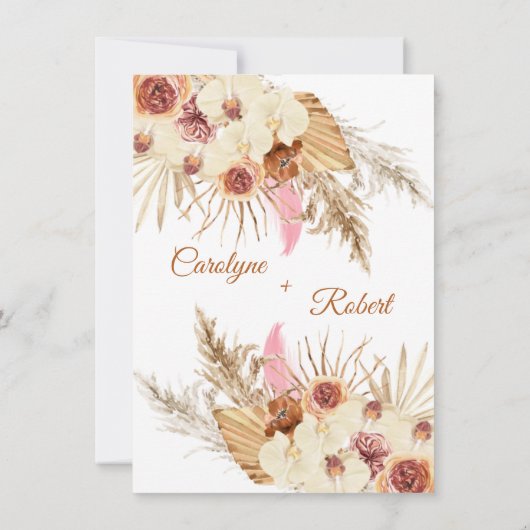 Invitation Détails sur le Mariage en herbe Pampas modifiable (Dos)
