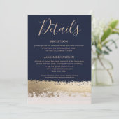 Invitation Détails sur le Mariage Gold Foil et Navy (Debout devant)