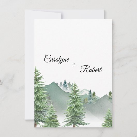 Invitation Détails sur le Mariage Mountain Forest (Dos)