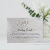 Invitation Détails sur le Mariage Rustic Silver Birch Tree (Debout devant)