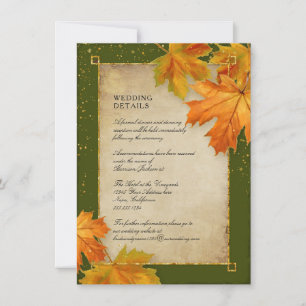 Invitation Détails sur le Mariage rustique Orange Green Folia