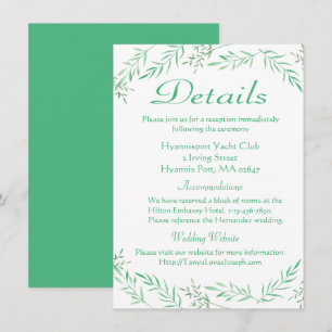 Invitation Détails Verts Feuilles de Laurier Mariage Aquarell