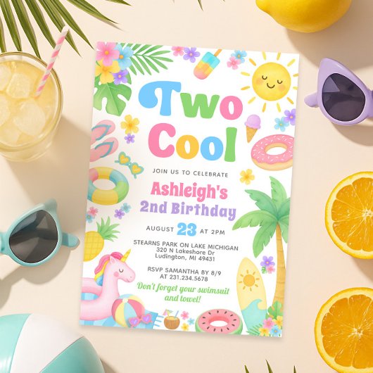 Invitation d'été 2 Anniversaire - Deux Cool