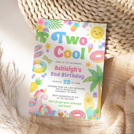 Invitation d'été 2 Anniversaire - Deux Cool