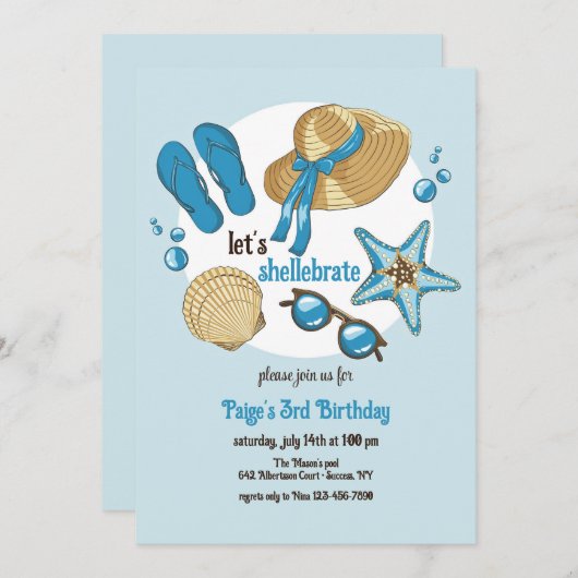 Invitation d'été coquillage (Devant / Derrière)
