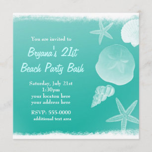 Invitation d'été coquillages de plage vert écume d