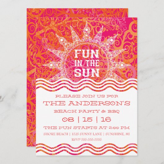 Invitation d'été d'amusement au soleil (Devant / Derrière)