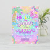 Invitation d'été d'anniversaire Bonjour fête d'été (Debout devant)