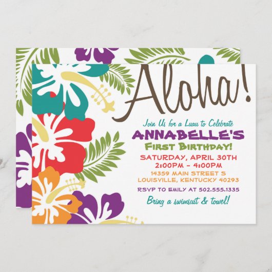 Invitation d'été de Luau Hawaiian (Devant / Derrière)
