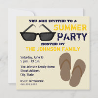 Invitation d'été Flip Flops & Sunglasses
