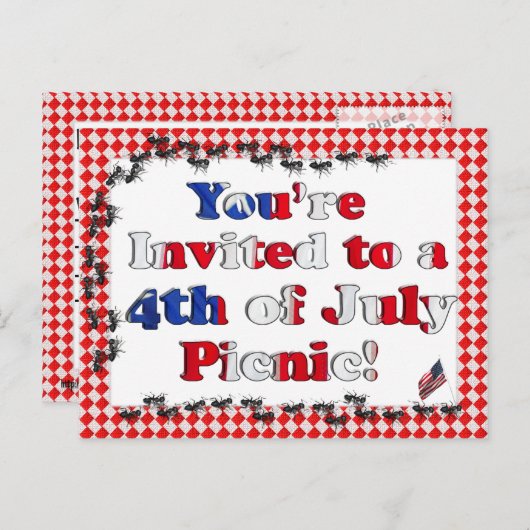 Invitation d'été pour 4 juillet barbecue (Devant / Derrière)