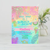 Invitation d'été pour le néon de la plage de fille (Debout devant)