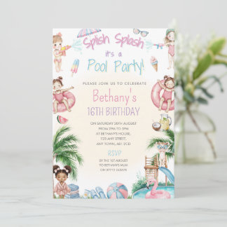 Invitation d'été pour une fête au bord de la pisci
