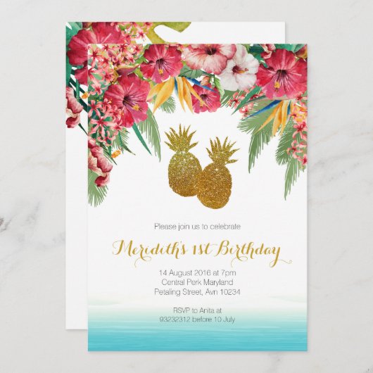 Invitation d'été tropicale (Devant / Derrière)