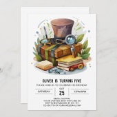 Invitation Détective Cute Boho Anniversaire (Devant / Derrière)