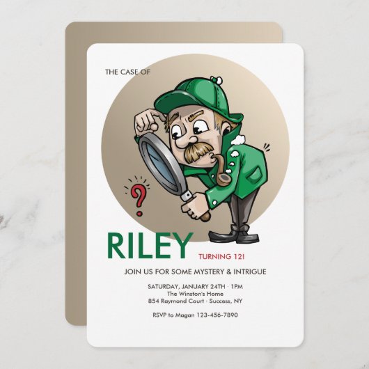Invitation Détective Sherlock (Devant / Derrière)