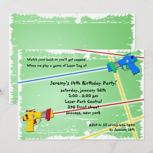 Invitation d'étiquette de laser (Devant / Derrière)