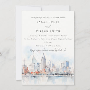 Invitation Détroit Michigan Aquarelle Paysage Cadeau de Maria