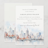 Invitation Detroit Michigan Watercolor Scape Bridal Shower (Devant / Derrière)