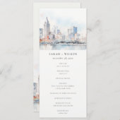 Invitation Detroit Michigan Watercolor Scape Wedding Program (Devant / Derrière)
