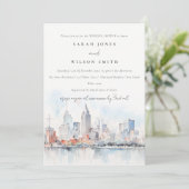 Invitation Detroit Michigan Watercolor Scape Wedding Shower (Debout devant)