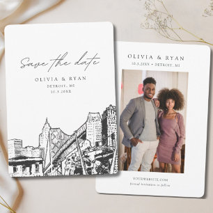 Invitation Detroit Wedding Save the Date Downtown Mariage