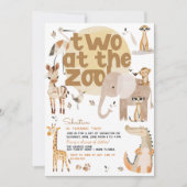 Invitation Deux à la fête anniversaire de enfant des animaux  (Devant)