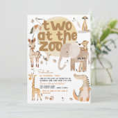 Invitation Deux à la fête anniversaire de enfant des animaux  (Debout devant)