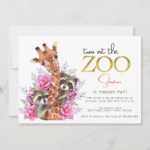 Invitation Deux à la fête anniversaire de enfant des animaux  (Devant)