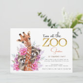 Invitation Deux à la fête anniversaire de enfant des animaux  (Debout devant)