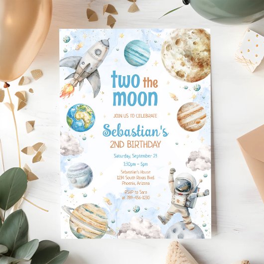 Invitation Deux à la Lune Astronaute de l'Espace Extérieur 2e