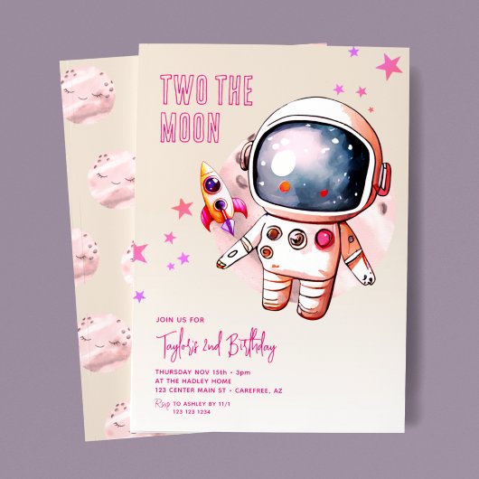 Invitation Deux à la Lune Boho 2e Anniversaire