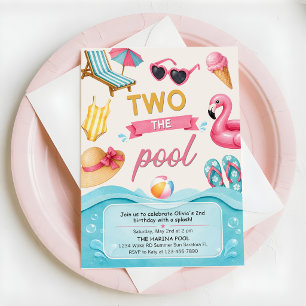 Invitation Deux à la piscine Fête d'anniversaire d'été